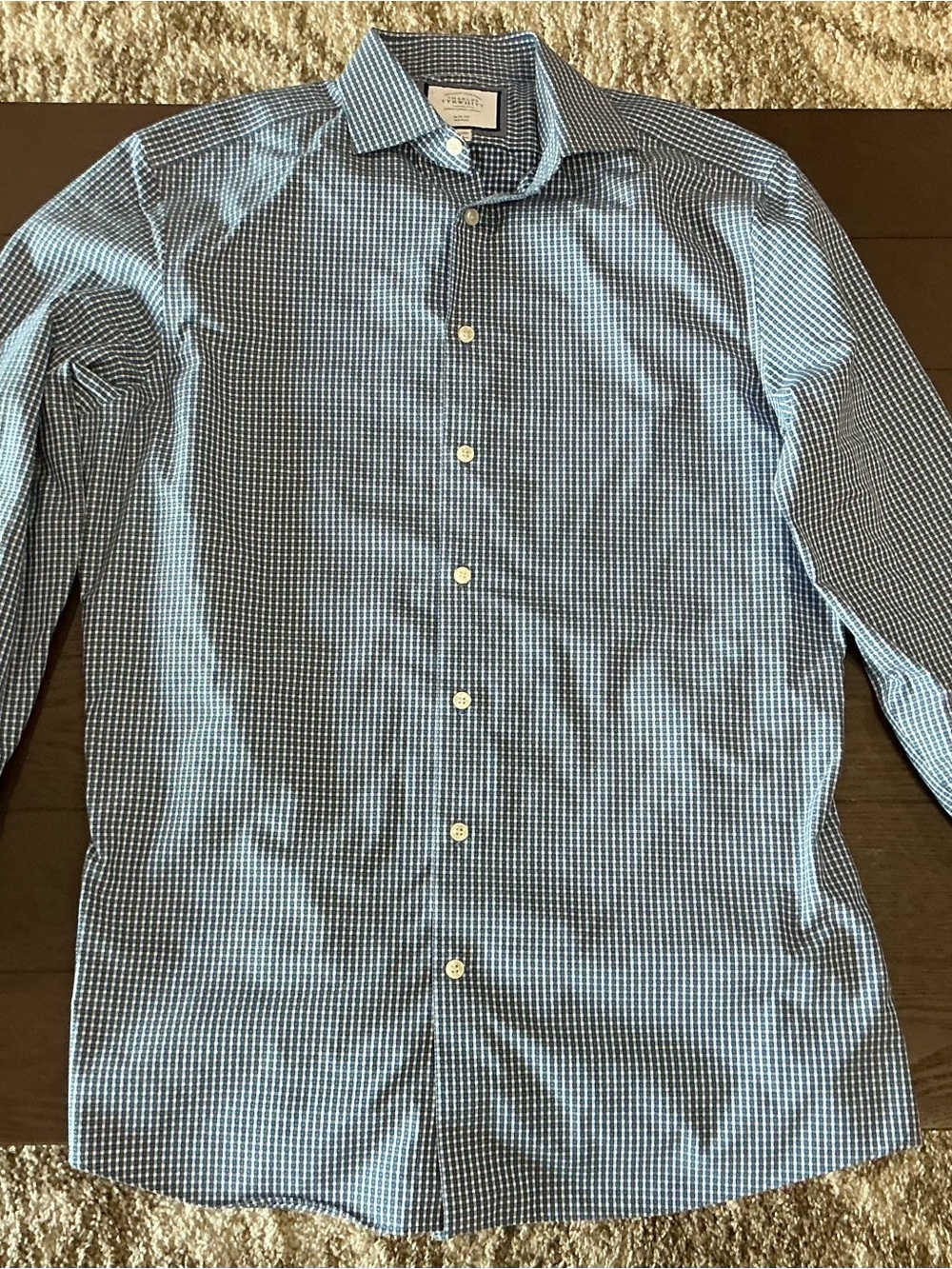 Charles Tyrwhitt Blue Micro-Check Dress Shirt